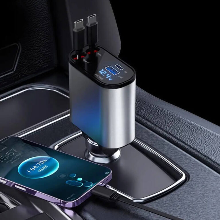 Zmogljiv 100 W hitri polnilnik za avtomobilski telefon z dvema žicama USB USB-C in voltmetrom Užsisakykite Trendai.lt 8